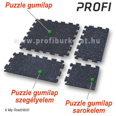 A professzionális szórt mintás puzzle gumiburkolat elemei.