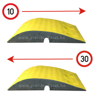Az aszimmetrikus sebességcsökkentő küszöb 10 és 30 km/h -ás korlátozáshoz is használható.